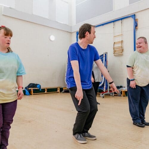 Support worker Ric in a street dance class with the students that he helps.