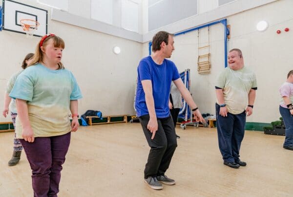 Support worker Ric in a street dance class with the students that he helps.