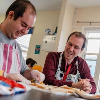 two people baking